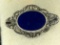 .925 Sterling Silver Vintage Lapis Luzi Brooch