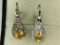 .925 Sterling Silver Ladies 3 Carat Citrine Earrings