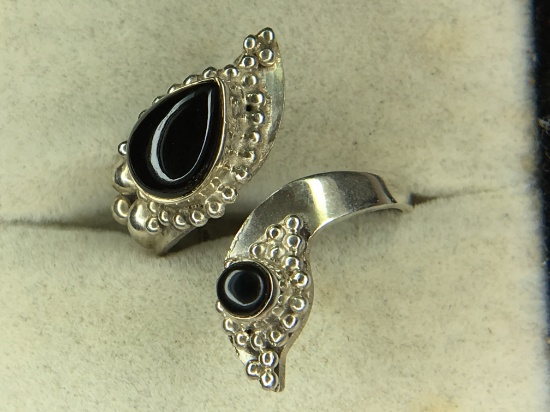 .925 Sterling Silver Ladies 2 1/2 Carat Black Onyx Ring