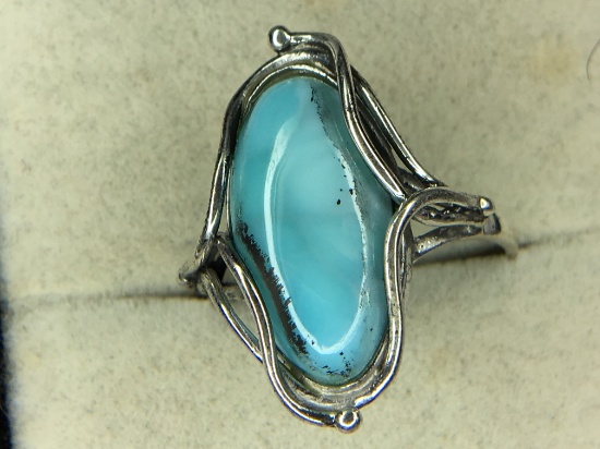 .925 Sterling Silver Ladies Large Larimer Gemstone Ring