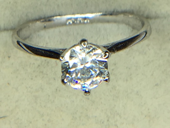 .925 Sterling Silver Ladies 1 1/4 Carat Engagement Ring
