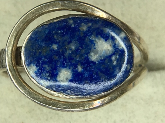 .925 Sterling Silver Ladies Azurite 2 Carat Gemstone Ring