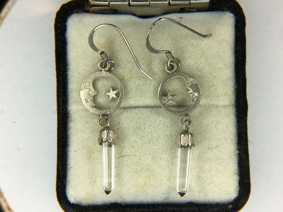 .925 Sterling Silver Ladies Crystal Drop Earrings