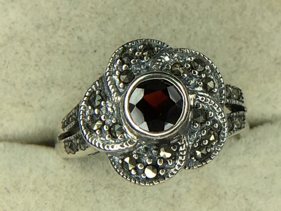 .925 Sterling Silver Ladies 1/2 Carat Ruby Ring