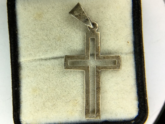 .925 Sterling Silver Unisex Crucifix 1 3/4" X 7/8"