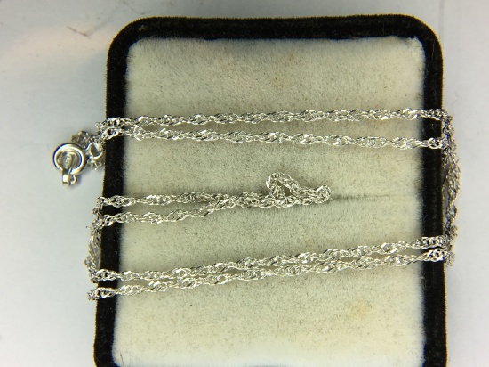 .925 Sterling Silver Unisex 20 Inch Rope Necklace