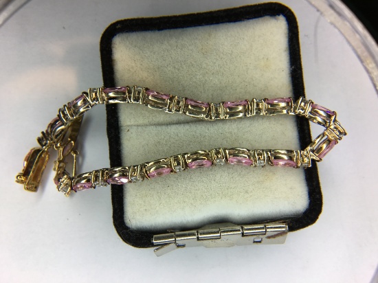 .925 Sterling Silver Ladies 3 Carat Gemstone Tennis Bracelet