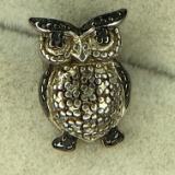 .925 Sterling Silver Ladies Owl Slide Pendant
