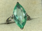 .925 Sterling Silver Ladies 3 Carat Green Amethyst Ring
