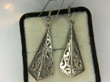 .925 Sterling Silver Ladies Filigree Earrings