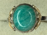 .925 Sterling Silver Ladies Turquoise Ring