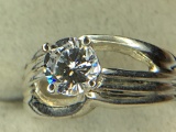 .925 Sterling Silver Ladies 1 Carat Engagement Ring