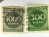 300, 1000 Mark Inflation German Stamps