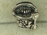 .925 Sterling Silver Ladies Bucket Slide Charm