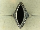 .925 Sterling Silver Ladies Black Onyx Ring