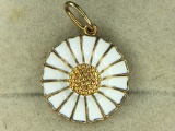 .925 Sterling Silver Ladies Enameled Floral Pendant