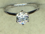 .925 Sterling Silver Ladies 1 1/4 Carat Engagement Ring