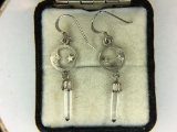 .925 Sterling Silver Ladies Crystal Drop Earrings