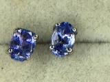 .925 Sterling Silver Ladies Half Carat Amethyst Earrings