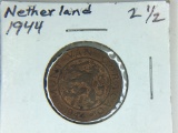 1944 Netherlands 2 1/2 Cent