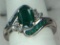 .925 Sterling Silver Ladies 1 1/2 Carat Emerald Ring