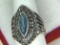 .925 Sterling Silver Ladies Black Onyx Marcasite Ring