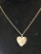 .925 Sterling Silver Ladies Diamond Cut Heart On 16 Inch Chain