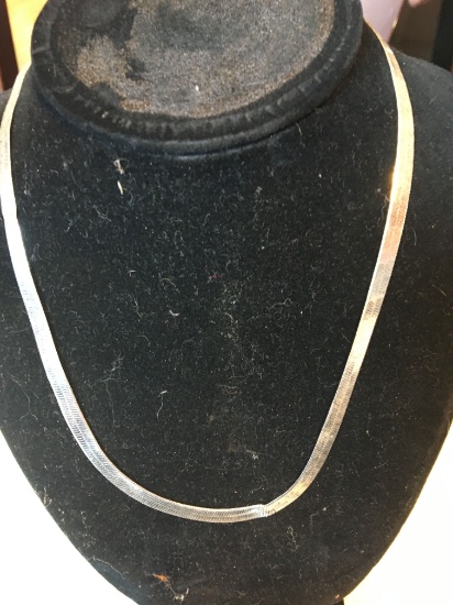 .925 Sterling Silver Unisex Herringbone Necklace 16 Inch