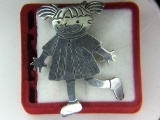 .925 Sterling Silver Ladies Large Brooch/pendant