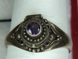 .925 Sterling Silver Ladies Poison Ring