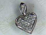 .925 Sterling Silver Ladies Gemstone Heart Pendant