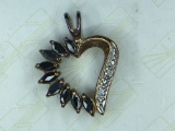.925 Sterling Silver 1 Carat Sapphire Heart Pendant