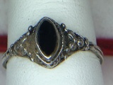 .925 Sterling Silver Ladies Black Onyx Ring