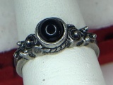 .925 Sterling Silver Ladies Black Onyx Ring
