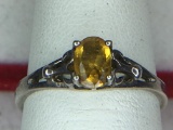 .925 Sterling Silver Ladies 1/2 Carat Citrine Ring