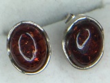 .925 Sterling Silver Ladies Amber Earrings