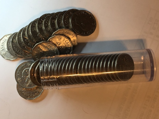 Roll Of Canadian Nickels 1940s
