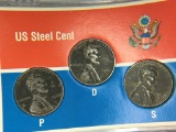 1943 Lincoln Steel Cent Set P,D, & S Mints
