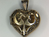 .925 Sterling Silver Ladies Large Filigree Heart- Opens
