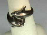 .925 Sterling Silver Ladies 2 Dolphins Swimming