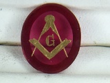4.98 Carat Chatham Ruby 14 Karat Gold Masonic