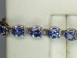 .925 Sterling Silver Ladies 10 Carat Tanzanite Bracelet