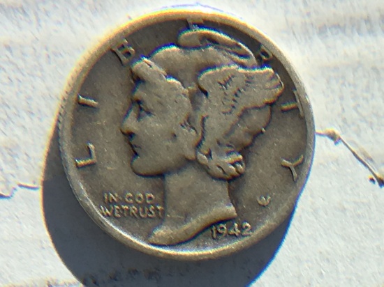 1942 D Silver Mercury Dimes