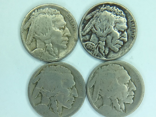 (4) Buffalo Nickels 1935, 1927, (2) No Date