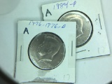 (2) Kennedy Half Dollars 1776-1976 D, 1984 P