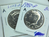 (2) Kennedy Half Dollars 1987 P(bu), 2008 D (unc)