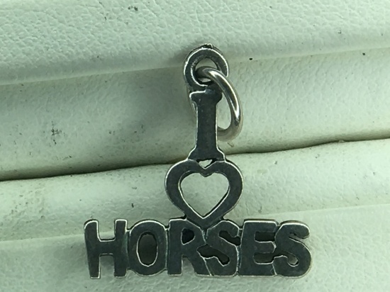 .925 Sterling Silver Ladies I Love Horses Pendant