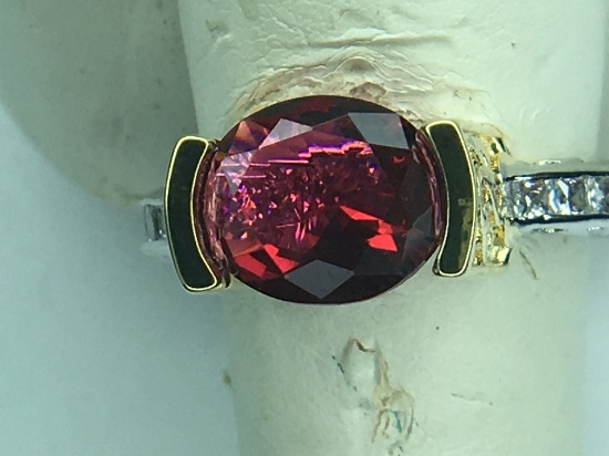 .925 Ladies Sterling Silver 3 Carat Chatam Ruby Ring