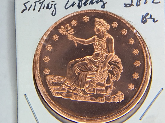 2012 Seated Liberty 1 Ounce Copper