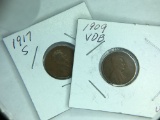 1909 V.D.B., 1917 S Lincoln Cent